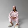 Gömlek Yaka Pembe Çizgili Armani İpek Saten Pijama Takımı