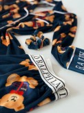 Ayıcık Desen Lacivert Kadife Pijama Takımı