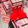 Açık Pembe Çizgili Pijama Takımı& Kırmızı Taşlı Sütyen Takımı&Sprey Romantıc