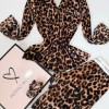 Leopar Desen Kadife Pijama Takımı