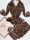 Leopar Desen Kadife Pijama Takımı