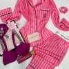 Koyu Pembe Çizgili Pijama Takımı&Vişne Çürüğü Taşlı Sütyen Takımı&Sprey Romantıc