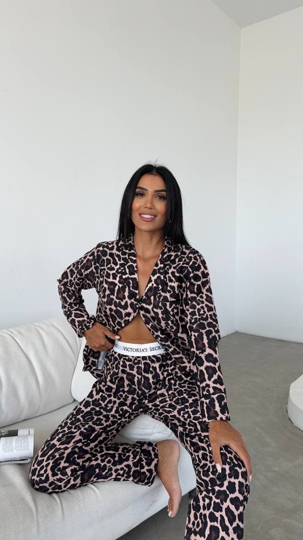 Özel Seri Leopar Baskılı Pamuklu Pijama Takımı
