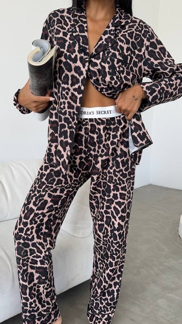 Özel Seri Leopar Baskılı Pamuklu Pijama Takımı
