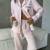 Özel Seri Pembe Çizgili Pamuklu Pijama Takımı