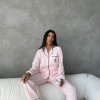 Özel Seri Pembe Çizgili Pamuklu Pijama Takımı
