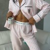 Özel Seri Pembe Çizgili Pamuklu Pijama Takımı