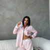 Özel Seri Pembe Çizgili Pamuklu Pijama Takımı