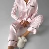 Gömlek Yaka Pembe Çizgili Armani İpek Saten Pijama Takımı
