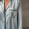  Armani Mavi Çizgili Saten Pijama Takımı