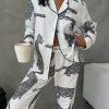 Beyaz Leopar Desenli Pamuklu Kadın Pijama Takımı