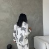 Beyaz Leopar Desenli Pamuklu Kadın Pijama Takımı