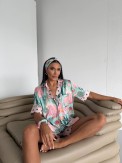 Mint Rüyası İpek Saten Şort Takım