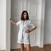 Beyaz Bel Lastik Armani İpek Saten Şort Takım