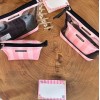 Pembe Çizgili Şeffaf 2’li Makyaj Çantası Seti
