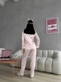 Gömlek Yaka Pembe Çizgili Armani İpek Saten Pijama Takımı