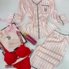 Açık Pembe Çizgili Pijama Takımı& Kırmızı Taşlı Sütyen Takımı&Sprey Romantıc