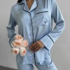 Armani Özel Seri Buz Mavisi Saten Pijama Takımı
