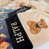 Ayıcık Desen Krem Kadife Pijama Takımı