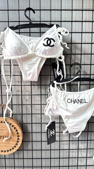 Beyaz Nakışlı Bikini Takım 