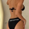 Siyah Nakışlı Bikini Takım