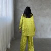 Armani Jakarlı Yağ Yeşili Saten Tunik & Pantolon & Sütyen Set