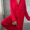 Armani Kırmızı Saten Tunik & Pantolon & Sütyen Set
