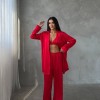 Armani Kırmızı Saten Tunik & Pantolon & Sütyen Set