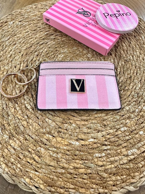 Pembe Çizgili Taşlı Kartlık