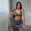 Armani Leopar Baskılı Saten Tunik & Pantolon & Sütyen Set