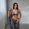 Armani Leopar Baskılı Saten Tunik & Pantolon & Sütyen Set
