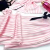 Açık Pembe Çizgili Gömlek Yaka Pijama Takımı&Siyah Taşlı Sütyen Takımı&Sprey