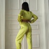 Yağ Yeşili Armani İpek Saten Pijama Takımı