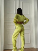 Yağ Yeşili Armani İpek Saten Pijama Takımı