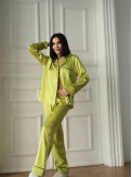 Yağ Yeşili Armani İpek Saten Pijama Takımı