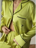 Yağ Yeşili Armani İpek Saten Pijama Takımı