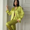 Yağ Yeşili Armani İpek Saten Pijama Takımı