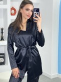 3'Lü Siyah İpek Saten Set