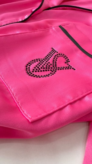 Vs Şeker Pembe Armani İpek Saten Pijama Takımı