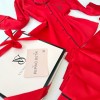 Vs İpek Saten Taş Nakış Bel Lastik Kırmızı Pijama Takımı